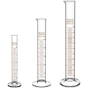 stonylab Graduated Measuring Cylinder, 10 ml / 50 ml / 100 ml Thick-Walled Borosilicate Glass Graduated Cylinder Set Laboratory Glassware