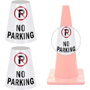 2 Pack “No Parking" Message Collars Cone Sleeve, Bright Reflective 360° High Visible Cone Topper, Parking Signs for Traffic Safety with Handicapped Symbol, Suit for Outdoor Road Driveway