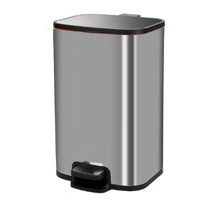 Bathroom Trash Can with Lid-10L/2.6 Gallon Stainless Steel Step Garbage Can,Rectangle Pedal Trash Bin with Inner Bucket for Bathroom, Bedroom & Living Room,Kitchen(9.3" L x9.3 W x 15.35" H)