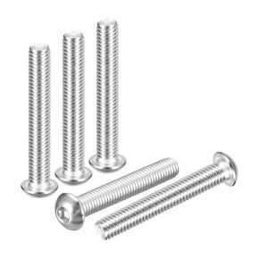 3/8"-16x2-1/2 Button Head Socket Cap Screws - 5Pack - Good for Road Bicycle, Mountain Bike, Auto, Motorcycle - 304 Stainless Steel Whitewashed - Hex Drive Fasteners