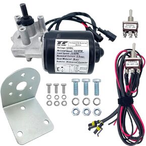 3/8" D Shaft 12V DC Reversible Motor Gear Motor 100 RPM (No Load) 75 RPM (Load) with Toggle Switch Wire Kits L Bracket Forward and Reverse Motor