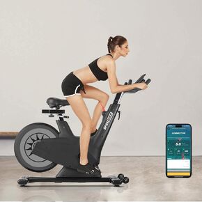 Exercise Bike, Self-Powered Exercise Bicycle Cycling Bike, Silent Exercise Bike with Magnetic Resistance, Home Exercise Bike with Mobile Phone ipad Holder and Comfort Seat Cushion