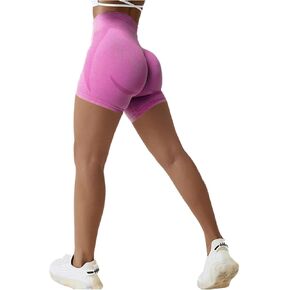 Qmttoae Contour Seamless Workout Shorts for Women High Waist Gym Biker Shorts Tummy Control Booty Yoga Shorts