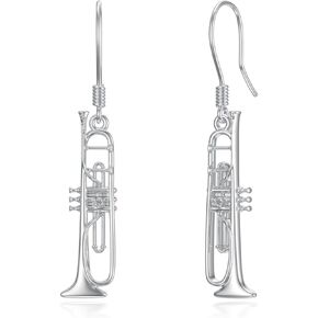 PELOVNY Music Earrings 925 Sterling Silver Saxophone Earrings Leverback Dangle Drop Saxophone Earrings Music Lover Jewelry Graduation Birthday Christmas Gifts for Women