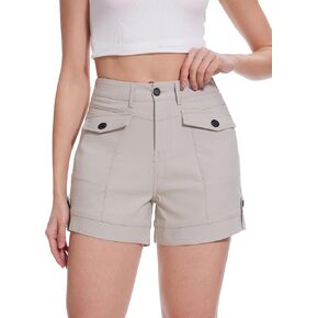 Women's Cargo Shorts Mid Waist Shorts for Women Summer Hiking Shorts with Pockets
