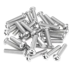 35 Pieces M6 x 25mm Machine Screws, Thread Pitch 1.0mm, Sutemribor M6 Phillips Pan Head Machine Screws, 304 Stainless Steel, Fully Threaded, Silver