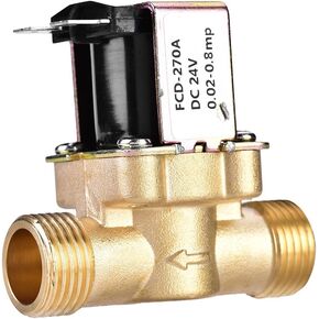 Brass Electric Solenoid Valve, DC 24V G1/2" Normally Closed One Way Water Solenoid Valve Magnetic Pressure Regulating Valve 0.02-0.8MPa