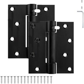(2 Pack) Self Closing Door Hinge, 6 inches,Auto Closing Spring Hinge with Adjustable Tension, Thickened 304 Stainless Steel Heavy Duty Door Hinges 6 inches,with Mounting Screwdriver Hardware,Black