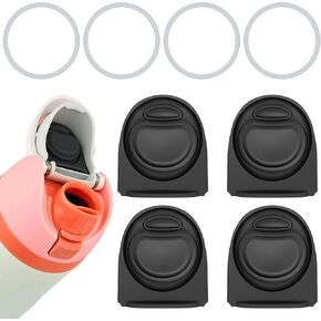 4 Pcs Water Bottle Seal Ring&Replacement Stopper Compatible with Owala Freesip 24/32/40 oz,Silicone Seal Bottle Cap Replacement Parts,Cap Mouth Plug Gasket Accessories for Owala (Black)