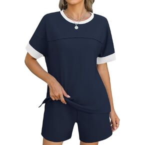 Rapbin Sweat Suits for Womens 2 Piece Womens Sweatsuits 2 Piece Set Vacation Outfits for Women 2025 Short Sets for Women 2 Piece Cute Summer Tops for Women Shorts for Women Casual Summer S