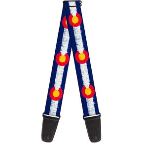 Buckle-Down Guitar Strap Colorado Flags2 Repeat Weathered 2 Inches Wide