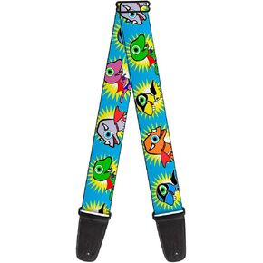 Buckle-Down Guitar Strap Dinosaur Superhero Baby Blue 2 Inches Wide (GS-W30459)