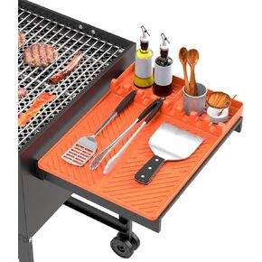 Silicone Grill Mat Compatible with Blackstone, Silicone Griddle Tools Mat with Drip Pad, Spatula Mat for Outdoor Grill Kitchen Counter (Grey)