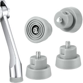 4pcs Door Stopper Replacement Rubber Tips, Door Stop Bumper Tips with Screws Ribbed Door Stop End Cap Rubber Foot Repair for Kick Down/Drop Down Door Stoppers Door Holder