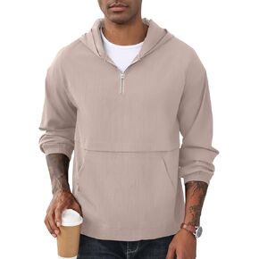 Men's Quarter Zip Sweatshirts Track Jackets Windbreaker Casual Pullover Lightweight Pockets Cycling Golf for Men With Hood