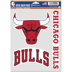 Wincraft NBA Chicago Bulls Decal Multi Use Fan 3 Pack, Team Colors, One Size