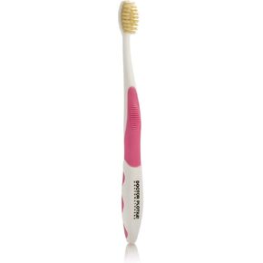 MOUTHWATCHERS Extra Soft Kids Toothbrush, Manual Flossing Toothbrushes, Ultra Clean, Pink Childrens Toothbrush, Good for Sensitive Teeth and Gums, by Dr. Plotka's
