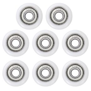 uxcell 8Pcs Ball Bearing Guide 8x30x8.5mm Double Shielded Chrome Steel Bearings Rolling Wheel for Total Gym Parts, White