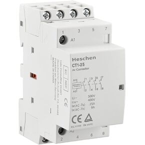 Household AC Contactor CT1-25 4 Pole Four Normally Open 220V/240V Coil Voltage 35mm DIN Rail Mount