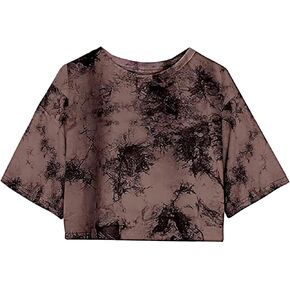 SOFIA'S CHOICE Women's Short Sleeve Tie Dye Crop Top Round Neck Summer Casual Tee