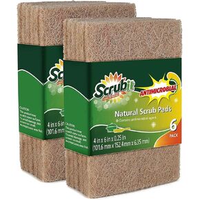 SCRUBIT Natural Scouring Pads (12 Pack) - Eco Friendly Scrubbing Pads for Kitchen Cleaning, Dishes, and Pots - Non-Scratch Kitchen Scrubbers - 100% Natural Sisal Fibers (12 Pack)