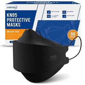 KN95 Face Masks 50 Pack, Breathable Comfortable Disposable Face Mask For Adults And Teens, Black