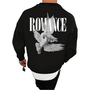 Men's Graphic Sweatshirt Letter Long Sleeve Crewneck Oversized Pullover Fall Fashion