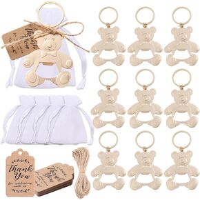 Bottle Openers Baby Shower Return Favors for Guests Cute Bottle Opener Decorations and Souvenirs with Organza Bags Tags for Theme Party Favors (Retro Style,73 pieces) (Teddy bear)