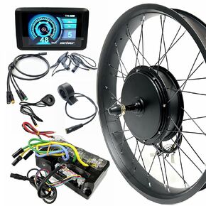 72V5000W Fat Electic Bicycle Hub Motor 175mm Dropout Conversion Kit Rear Drive with Wheel Color LCD Display Big Foot Ebike High Torque Snow Bicycle Fat Fast Speed