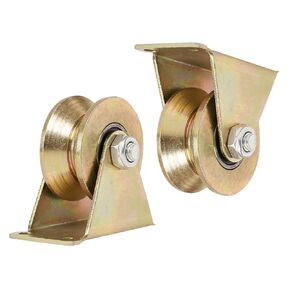 2Pcs V Groove Track Roller Thickened Sliding Gate Wheel Heavy Duty Plate Casters V Shape Sliding Gate Rollers Rigid Caster with Bracket for V Track, Sliding Doors 3in