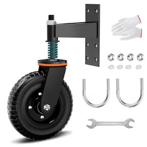 Gate Wheel,6-Inch 600lbs Capacity Heavy Duty Fence Gate Wheels,360 Degree Rotation，Spring Shock Absorption, Metal and Tube Gates(Black, 6" -1Pack)