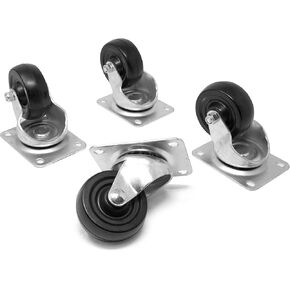 WEN CA2112W Single-Bearing Rubber Swivel Plate Caster (4-Pack), Black
