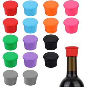 16pcs Silicone Wine Stoppers, Wine Bottle Stopper Reusable Wine Seal Stopper Wine Bottle Caps Wine Sealers for Beer Champagne Whiskey to Keep Wine Fresh (Style 1)