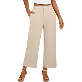 Neer Women's Cotton Linen Palazzo Pants, Casual Wide Leg Lounge Pants Summer High Waisted Flowy Trousers with Pockets in Kuwait
