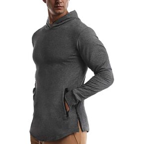 EVERWORTH Men's Gym Workout Long Sleeve Hoodies Training Pullover Casual Hooded Sweatshirt