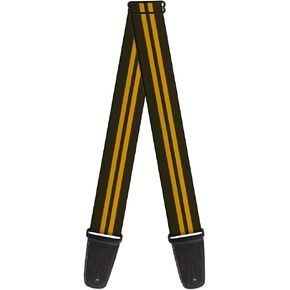 Buckle-Down Guitar Strap Stripe Black Gold 2 Inches Wide