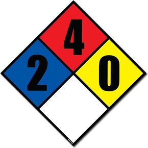 NFPA 704 2-4-0 Propane Diamond Sign - 10.5 x 10.5 Inch Self-Adhesive Vinyl Placard (1 Pack)