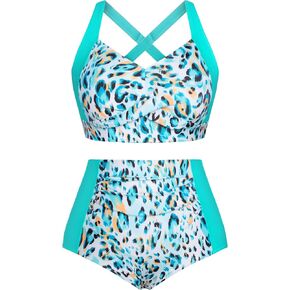 Hanna Nikole Womens High Waisted Bikini Sets Tummy Control Swimsuit Ruched Two Piece Bathing Suit