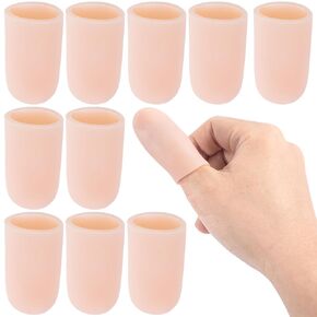 10 PCS Gel Finger Sleeve Protectors, Silicone Finger Support, Finger Sleeves for Arthritis, Hands Cracking, Blisters - Skin Color