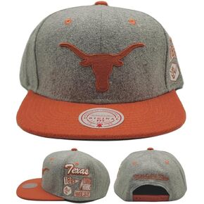 Mitchell & Ness Texas Longhorns New Melton Patch Gray Orange Era Snapback Hat Cap in Saudi Arabia