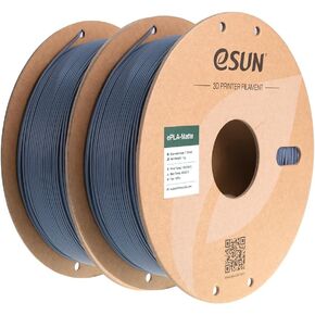 eSUN Matte PLA Filament 1.75mm، خيوط PLA غير لامعة للطابعة ثلاثية الأبعاد، 1 كجم لكل بكرة، 2 بكرة خيوط طباعة ثلاثية الأبعاد للطابعات ثلاثية الأبعاد، رمادي داكن