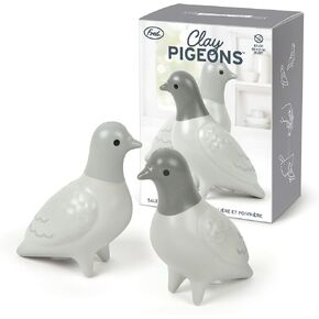 Genuine Fred CLAY PIGEONS, Ceramic Pigeon Salt and Pepper Shakers