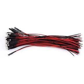 Yosoo Pre-Wired Diffused LED Diodes Light DC 9-12V 3 5 10mm Water Clear White Red Blue Green Light 50Pcs(Red-3mm)