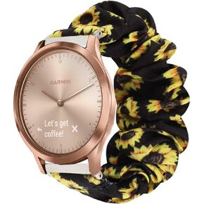 200Pcs Compatible for Garmin vivomove HR Band, Blueshaw Fabric Elastic Scrunchie Elastic Watch Band Women Cute Replacement Straps for Garmin vívomove HR Smartwatch (Sunflower Yellow)