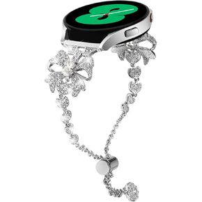 Compatible with Garmin Vivoactive 5/Venu Sq 2/Venu 2 Plus/Forerunner 165/Forerunner 55 Watch Bands for Women,Bling Dressy Metal Stainless Steel Strap Diamond Wristband