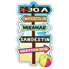 Florida Route 30A 30 A Sticker Vinyl Decal Watercolor Miramar Sandestin Grayton Beach Destin Panama City Emerald Coast 3.75" x 2"