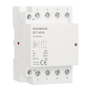 Baomain AC Contactor 40A Coil 4 Pole Normally Open Universal Circuit Control 35mm DIN Rail Mount CE Listed 4NO BCT-40/40 (4NO, AC 110V)