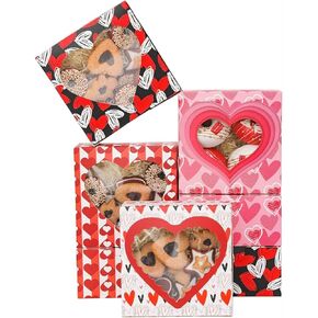 qiqee Valentine Bakery Box with Original Unique Design 100packs 6x6x3 Cookie Boxes Pastry Box for Valentine's Day