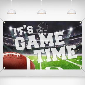 Game Time Football Banner - 70.8x43.3in Polyester Sports Theme Design for Football Parties Game Day Celebrations Tailgating Sports Events Home Decor and Team Spirit Gatherings