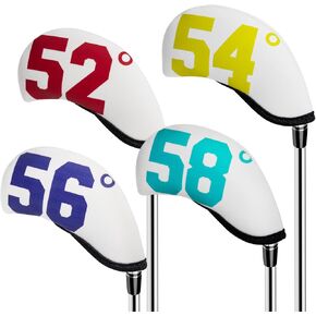 Neoprene Golf Wedge Headcover Set – 4pcs 52°, 54°, 56°, 58° Lightweight Protective Covers for Wedges, Fits Taylormade Ping Callaway Mizuno Irons